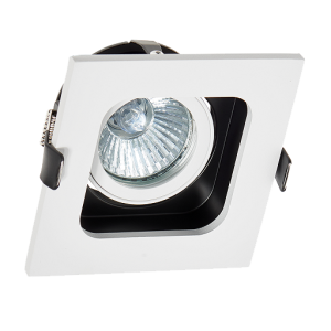 Inbouwspot vierkant verzonken WIT/ZWART GU10 100x100mm richtbaar springveren - BEAM 0261WB