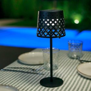 Tafellamp van metaal met LED, zonnepaneel en oplaadbare batterij Zwart - New Garden Gretita Solar & Oplaadbaar