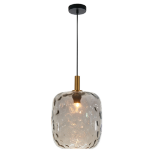 Pendel E27 Ø275mm Zwart / Goud + as grijs glas - FANTASIA OKIRU 275